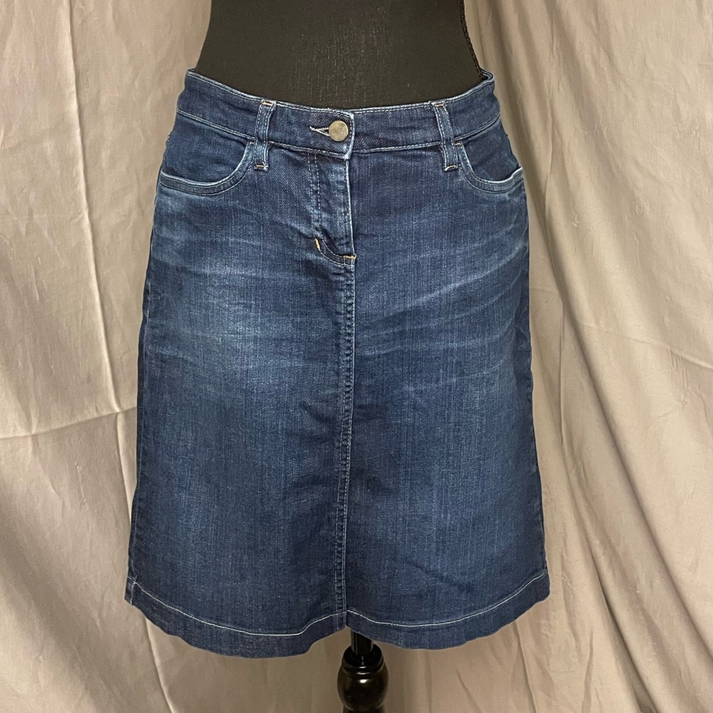 Eileen Fisher Dark Blue Denim A-Line Skirt